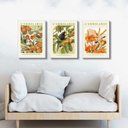 Ver imagem 2 de Kit 3 Quadros Passarinhos Flores e Frutos Laranja 45x34cm:moldura Branca