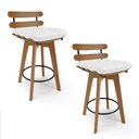 Ver imagem 1 de kit 02 Banquetas Giratória Costela Corino Base Madeira MA70 - D’Rossi - Branco