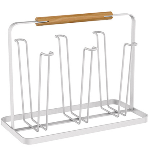 Escorredor de Copo de Metal com Alça Porta Copos Suporte 6 Copos Metalla Branco