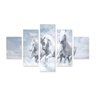 Quadro Cavalos Brancos Correndo Animais Decorativo 114X65 - 1