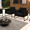 Ver imagem 2 de Kit 2 Poltronas Base Industrial Alta Preto Marisa Suede D03 - D’Rossi
