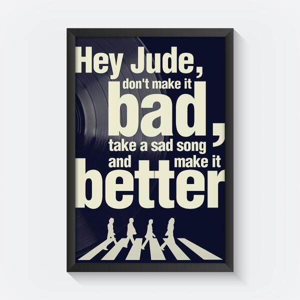 Quadro Hey Jude The Beatles Para Sala Decorativo Com Frases - 2