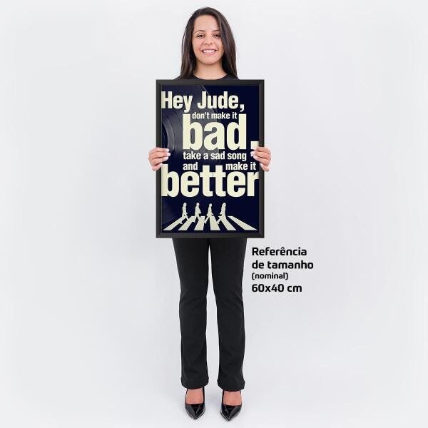 Quadro Hey Jude The Beatles Para Sala Decorativo Com Frases - 3