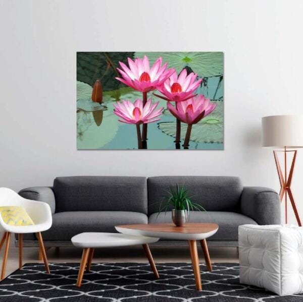 Quadro Flores Para Escritório Recepção Flor De Lótus - 3