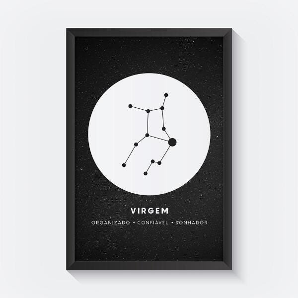 Quadro Para Sala Signo Virgem Com Moldura - 2