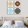 Kit 4 Quadros Decorativo Paisagem Mandala Fundo Branco - 4