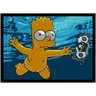 Quadro Desenho Simpsons Bart Nirvana Nevermind Com Moldura - 1