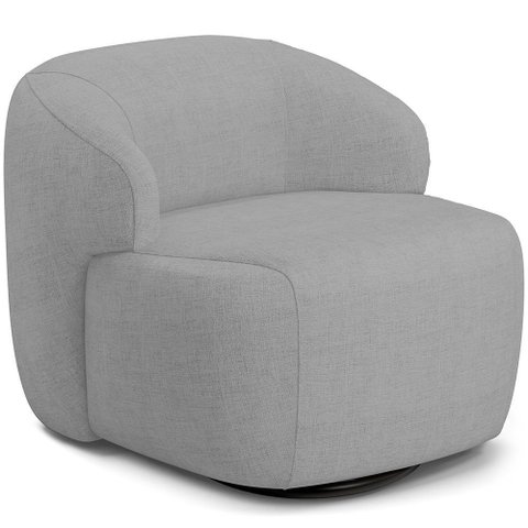 Poltrona Decorativa Orgânica Giratória Living Barolo L06 Linho Cinza Escuro