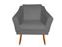 Ver imagem 2 de Kit 2 Poltronas Decorativa Agatha Suede Cinza Pés Madeira Ms Decor