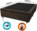 Ver imagem 2 de Cama Box Baú Casal Suede Marrom com Pistões a Gás