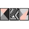 Kit 3 Quadros Geométrico Minimalista Preto E Rosa 45X60Cm - 1
