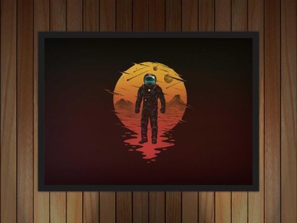 Quadro Decorativo Espaço Astronauta Lua Com Moldura Geek - 2