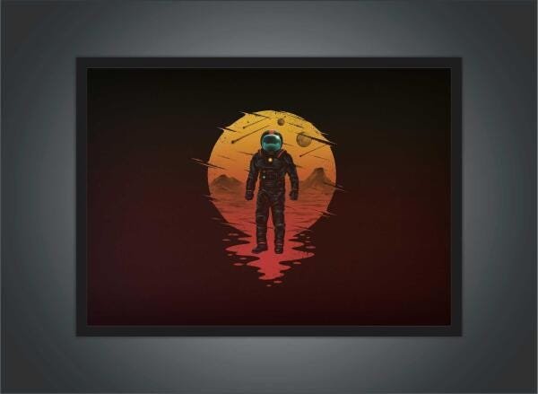Quadro Decorativo Espaço Astronauta Lua Com Moldura Geek - 4