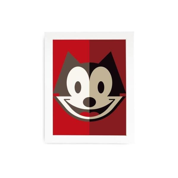 Quadro Arte Moderna Gato Felix Moldura Branca - 1