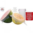 Ver imagem 3 de 2 Kit 6 Tampas Panela Silicone Pote Forma Universal Elástica