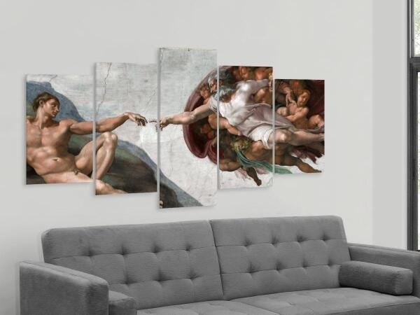Quadro Decorativo 129X63 Sala Quarto A Criação Michelangelo - 4