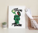 Ver imagem 1 de Quadro Stop Thinking Start Drinking 45x34cm - com Vidro:madeira Branca
