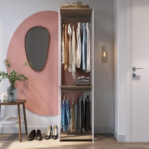 Guarda-Roupa Closet com 2 Cabideiros 60cm Multimóveis Crpro-CLO003 Branco/Madeirado