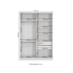 Guarda Roupa 2 Portas de Correr 158cm N537 Kappesberg - Branco/macadâmia - 2