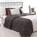 Ver imagem 2 de Enxoval Edredom + Jogo de Cama King Aconchego Premium 06 Peças - Marrom- Palha