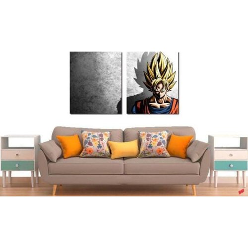 Quadro Decorativo Dragon Ball Z Goku Sayajin 2 Peças M16