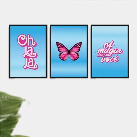 Kit 3 Quadros Ohlala- a Magia Está em Você 45x34cm - com Vidro:madeira Preta