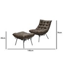 Ver imagem 3 de Poltrona Costela com Puff Adão Base Metal Preto - Linho Marrom