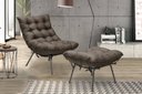 Ver imagem 2 de Poltrona Costela com Puff Adão Base Metal Preto - Linho Marrom