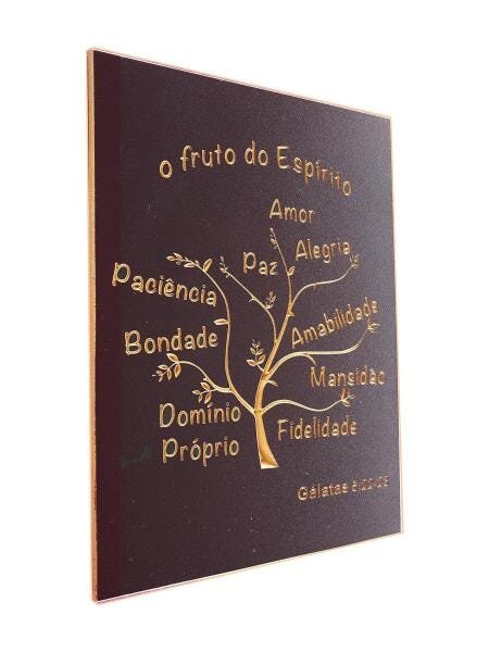 Quadro Fruto Espírito Gálatas Biblia Salmo- Entalhado Madeira - 2