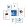 Kit 7 Quadros Decorativos Arte Moderna Floral Azul - 1