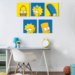 Kit 5 Quadros Decorativos Família Os Simpsons - 1