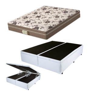 Cama Box C/ Baú Queen + Colchão Mola Ensacada Probel Style Pillow Euro Queen