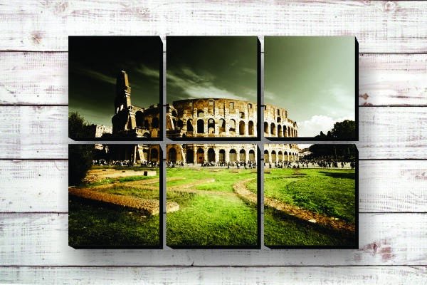 Quadro Mosaico Coliseu 6 Peças - Impressão Uv - 2