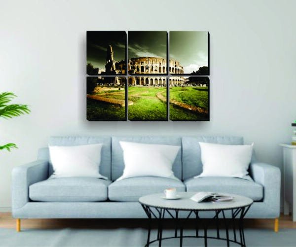 Quadro Mosaico Coliseu 6 Peças - Impressão Uv - 1