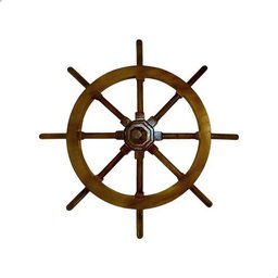 Timão Decorativo em Madeira para Parede - Roda Náutica Md:liso/marrom - 1