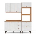 Ver imagem 2 de Cozinha Pérola com Tampo Completa Modulada 3 Peças Branco/Freijó