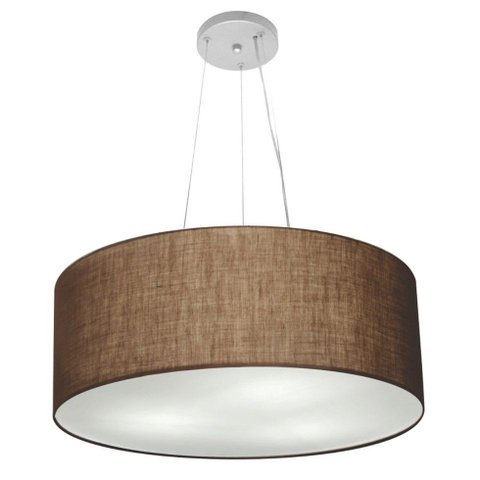 Lustre Pendente Cilíndrico Vivare Md-4047 Cúpula em Tecido 50x21cm - Bivolt - Café - Bivolt