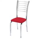 Ver imagem 2 de Cadeira de Jantar Lara Cromada para Cozinha Assento Sintético Vermelho - Aurora Line