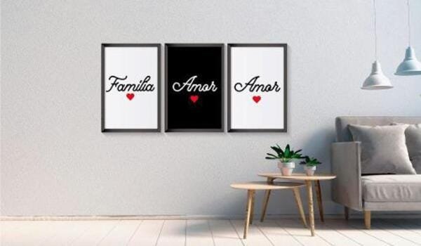 Quadro Decorativo Com Moldura E Frases Sala Jogo 3 Peças - 1