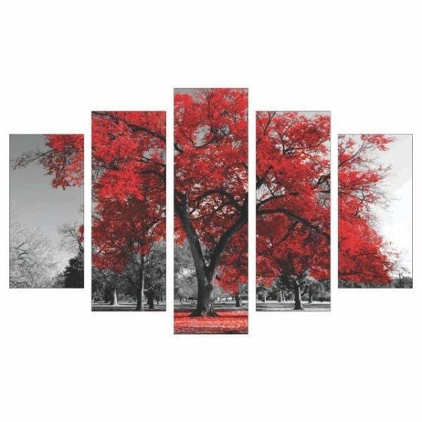 Quadro Arvore Vermelha Decorativo Interiores 200X100 - 1