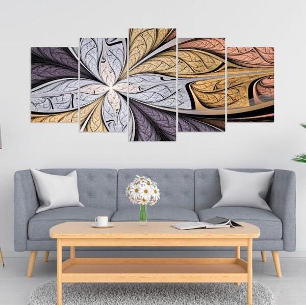 Quadro Flores Em Fractal Cores Quentes - 2
