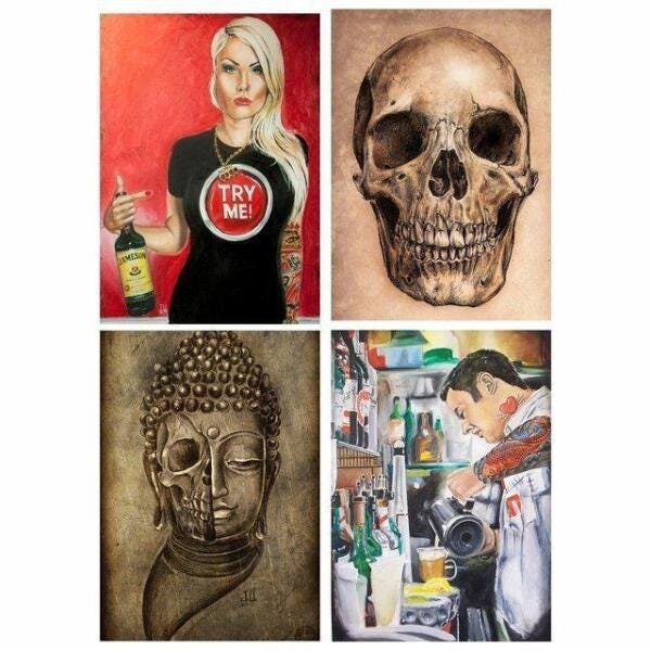 Quadro Jeremy Caveira Bebidas Para Decoração 22X30 - 1