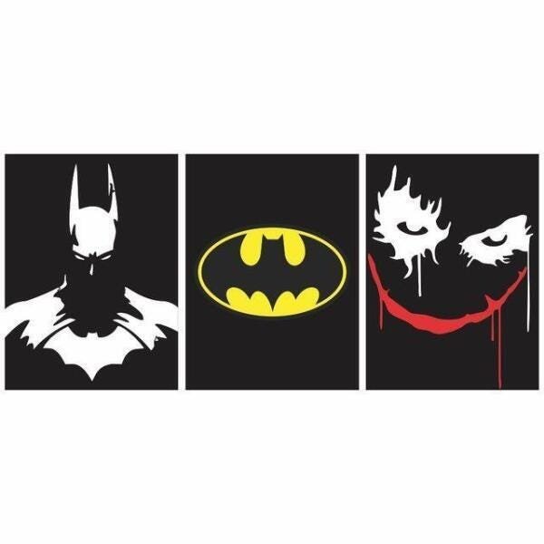 Quadro Batman E Coringa Logo 3 Peças 160X65 - 1