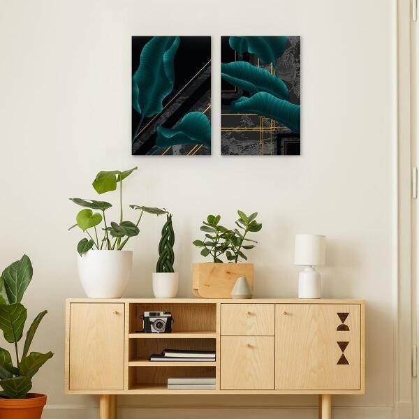 Quadro Mármore Decorativo Marmorizado Moderno Preto Dourado - 2