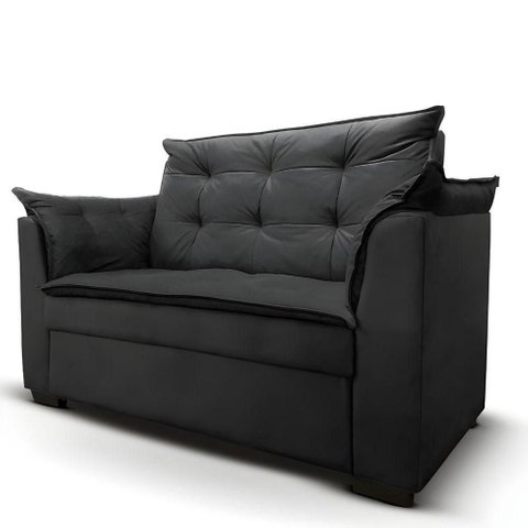 Sofá 2 Lugares para Sala Moderno Confortável Ágata Suede Preto