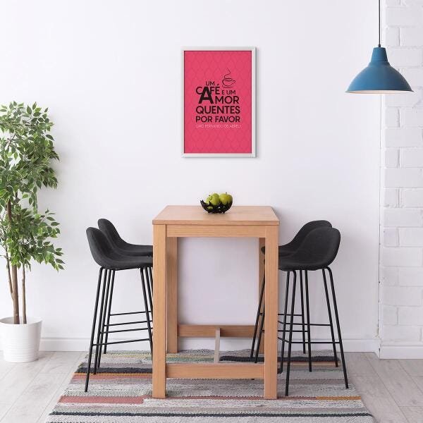 Quadro Para Cozinha Um Café E Um Amor Quente Com Moldura - 1
