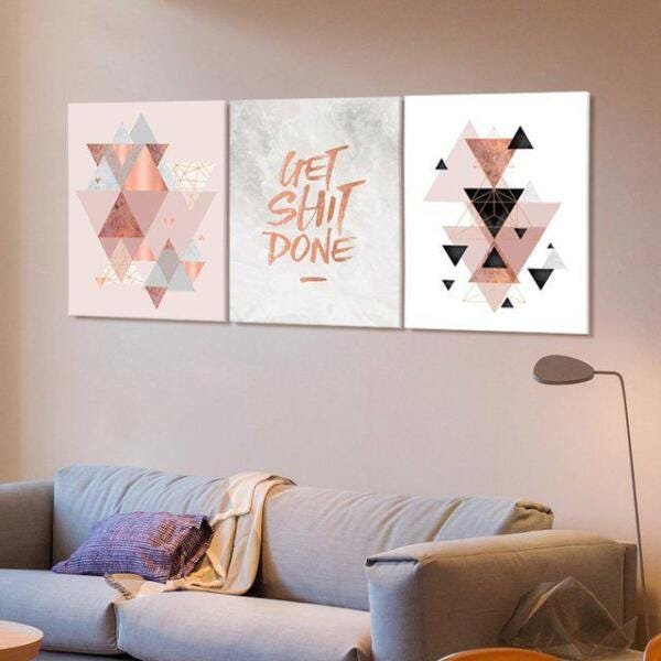 Quadros Escandinavos Get Shit Done Conjunto 3 unidades 50x65 - 2