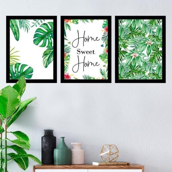 Kit 3 Quadros Decorativos 27x36cm Cada Home Sweet Home - 2