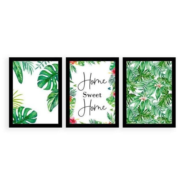 Kit 3 Quadros Decorativos 27x36cm Cada Home Sweet Home - 1