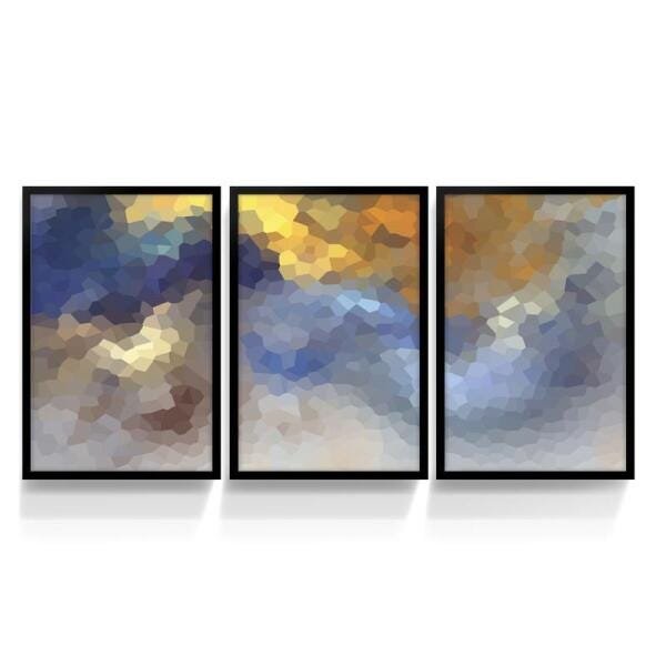 Conjunto Quadro Moderno Abstrato com Moldura Para Sala Hall - 1